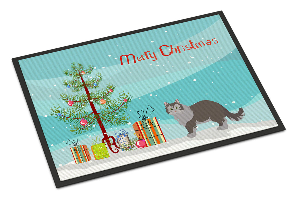 Siberian Forest Cat Christmas Doormat Indoor Outdoor 18H X 27W Front Door Mat Rugs for Entryway, Non Slip Washable