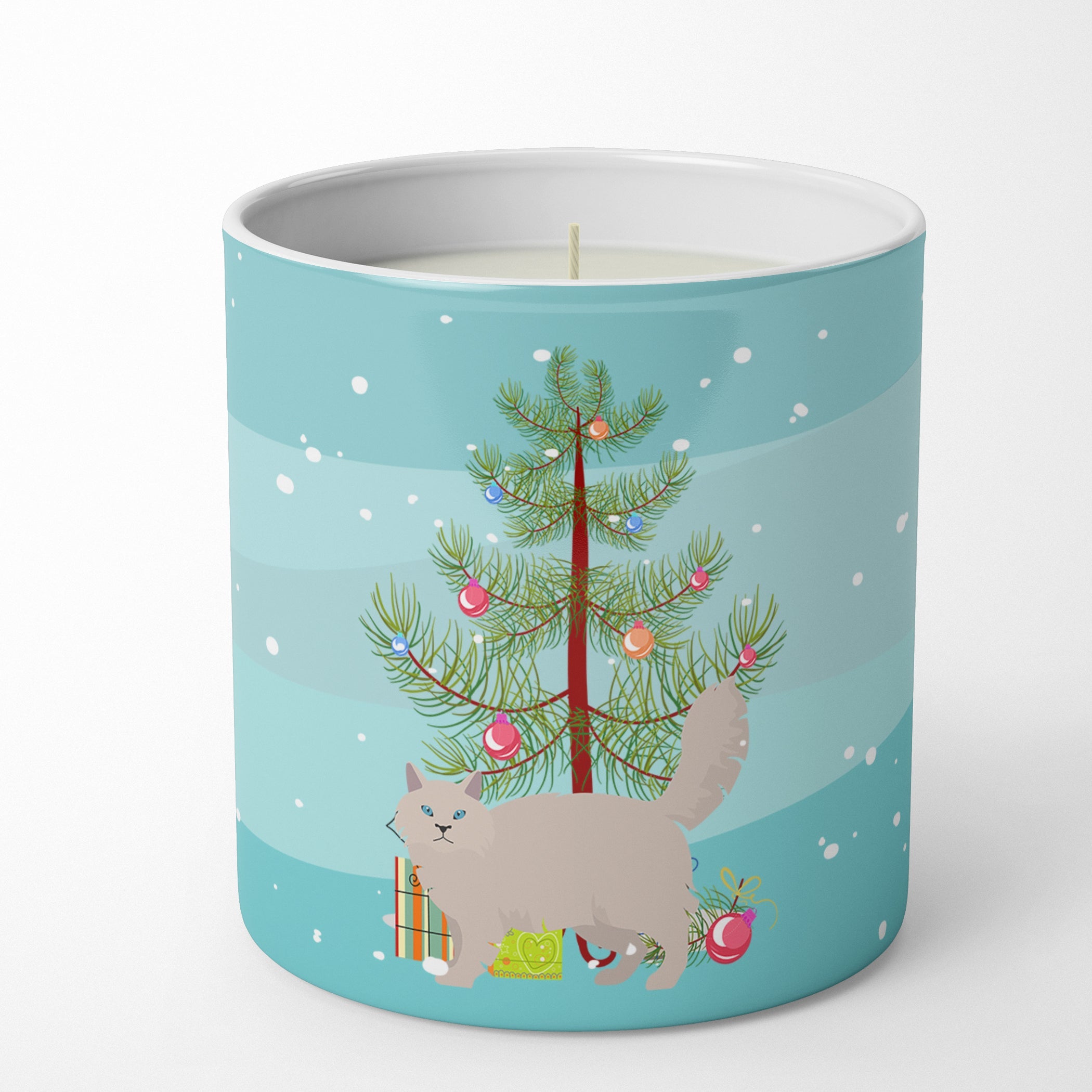 Siberian Forest Cat Christmas Decorative Soy Candle Nature Soy Wax Essential Oil Home Decor Ideal for Bedroom Kitchen Bath Office Gift, 10 oz