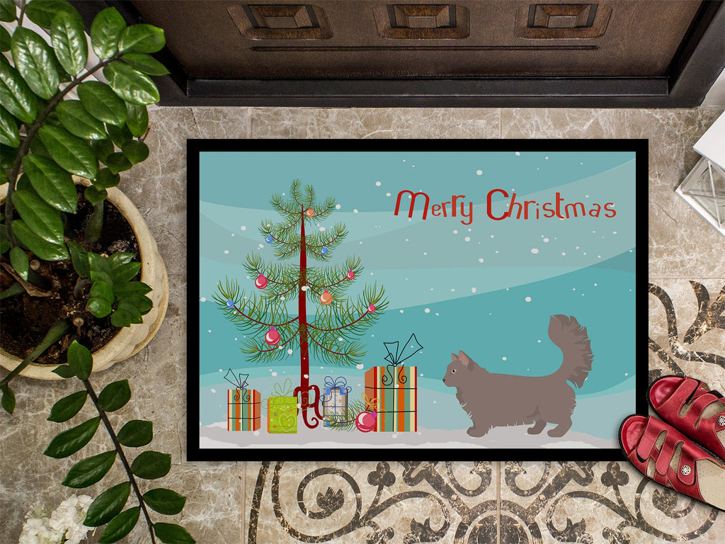 Skookum Cat Christmas Doormat Indoor Outdoor 24H X 36W Front Door Mat Rugs for Entryway, Non Slip Washable Low Pile,