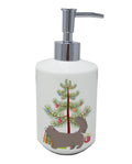 Skookum Cat Christmas Ceramic Soap Dispenser , Empty Refillable Hand Soap Pump Bottle for Bathroom Kitchen