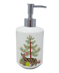 Sokoke Cat Christmas Ceramic Soap Dispenser , Empty Refillable Hand Soap Pump Bottle for Bathroom Kitchen