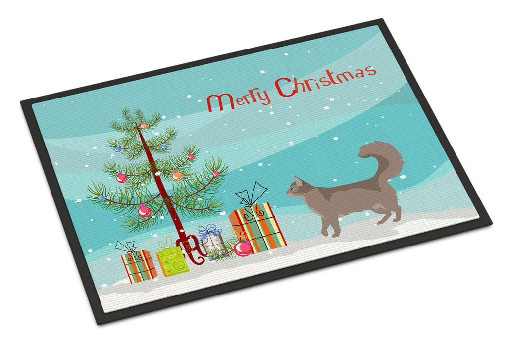 Somali Cat Christmas Doormat Indoor Outdoor 18H X 27W Front Door Mat Rugs for Entryway, Non Slip Washable