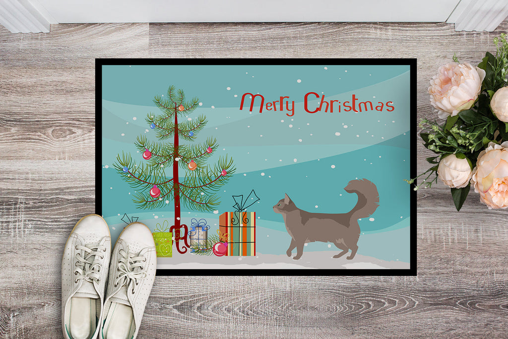Somali Cat Christmas Doormat Indoor Outdoor 18H X 27W Front Door Mat Rugs for Entryway, Non Slip Washable