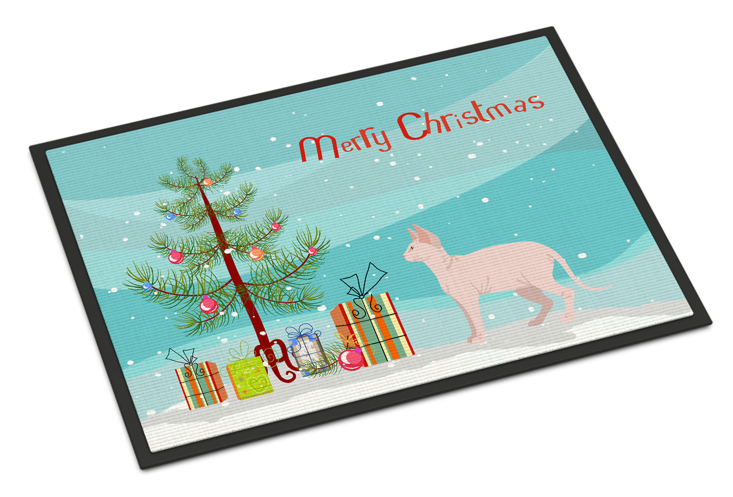 Sphynx Cat Christmas Doormat Indoor Outdoor 18H X 27W Front Door Mat Rugs for Entryway, Non Slip Washable
