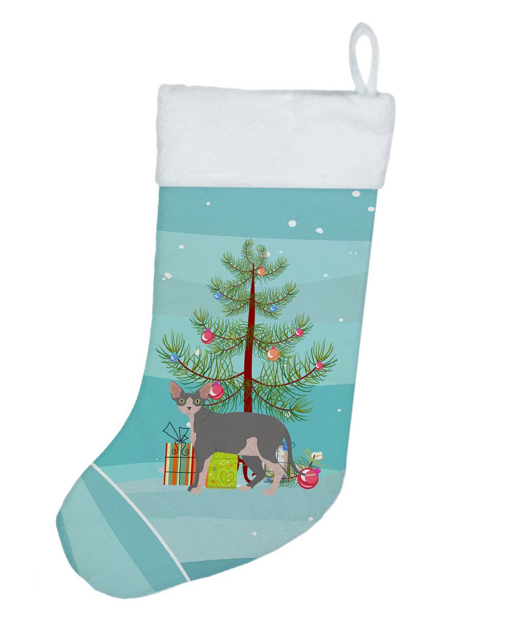 Sphynx Cat Christmas Holiday Stocking Double-Sided Print, Polyester Suede,11x18, Made in USA
