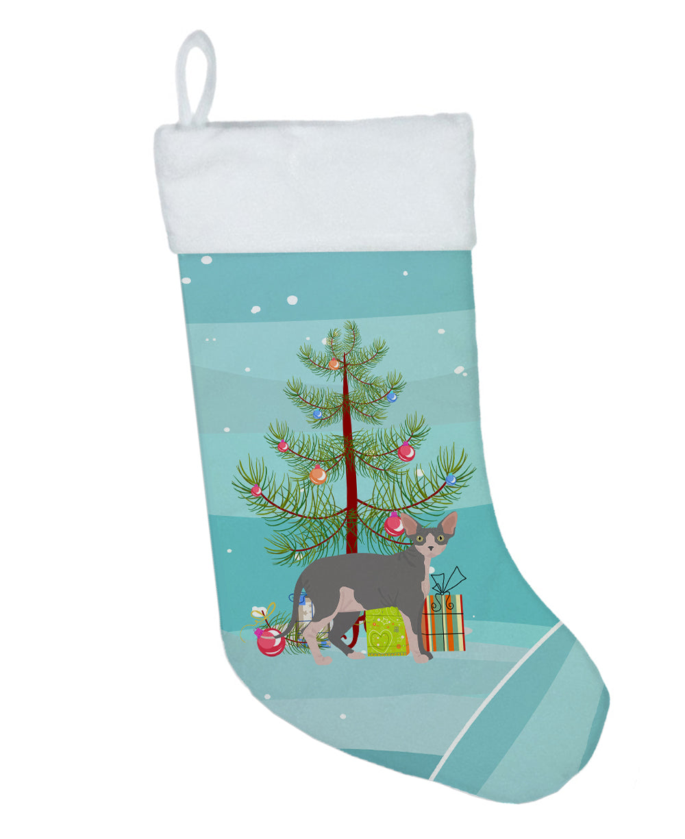Sphynx Cat Christmas Holiday Stocking Double-Sided Print, Polyester Suede,11x18, Made in USA