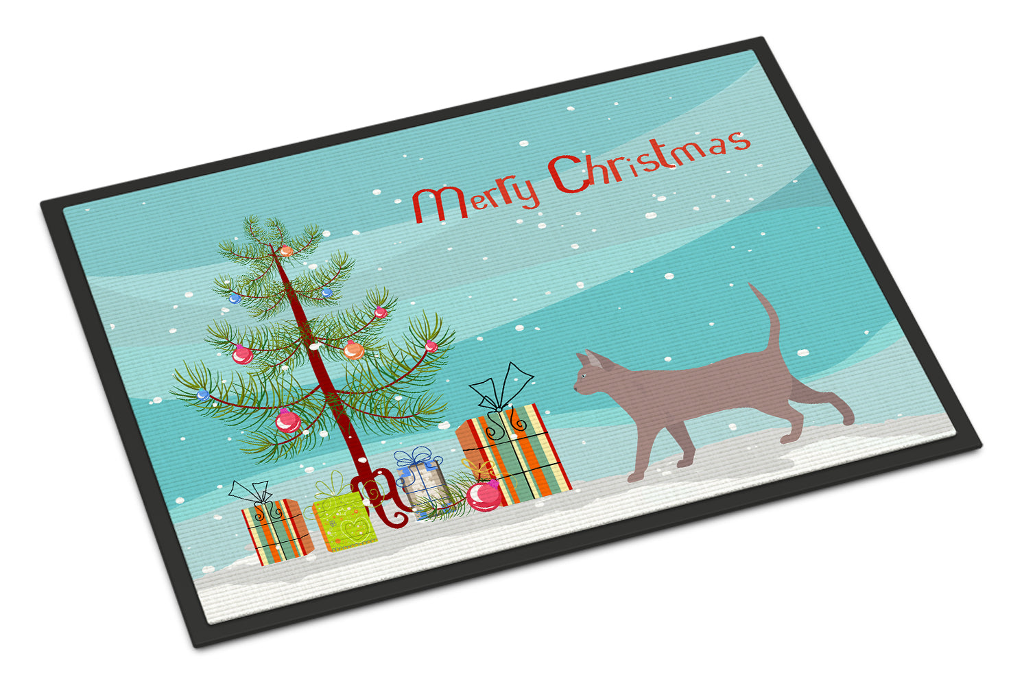 Thai Lilac Cat Christmas Doormat Indoor Outdoor 24H X 36W Front Door Mat Rugs for Entryway, Non Slip Washable Low Pile,