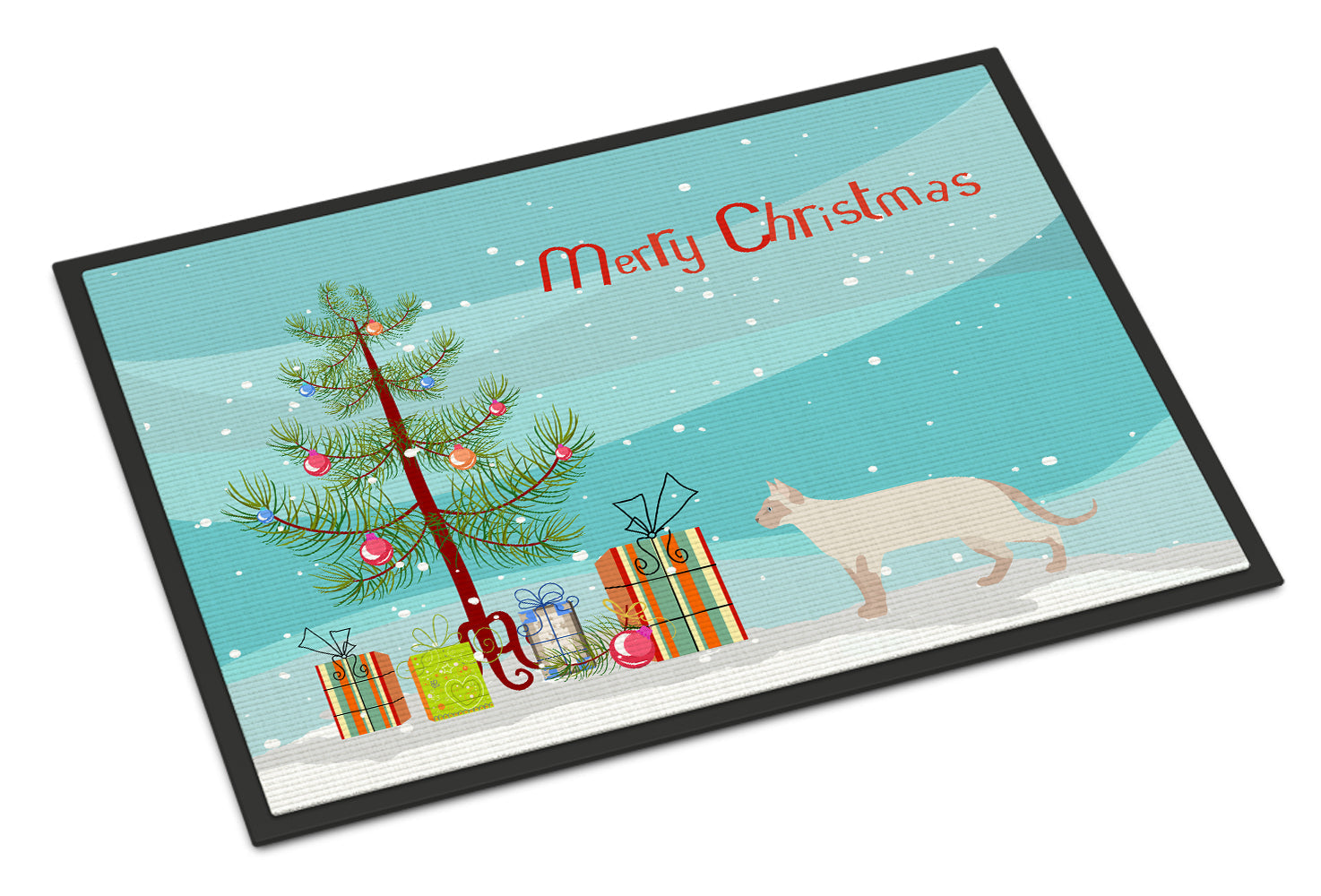 Tonkinese Cat Christmas Doormat Indoor Outdoor 24H X 36W Front Door Mat Rugs for Entryway, Non Slip Washable Low Pile,