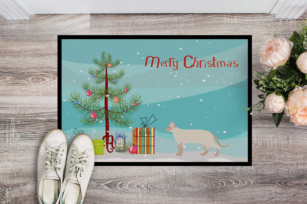 Tonkinese Cat Christmas Doormat Indoor Outdoor 24H X 36W Front Door Mat Rugs for Entryway, Non Slip Washable Low Pile,