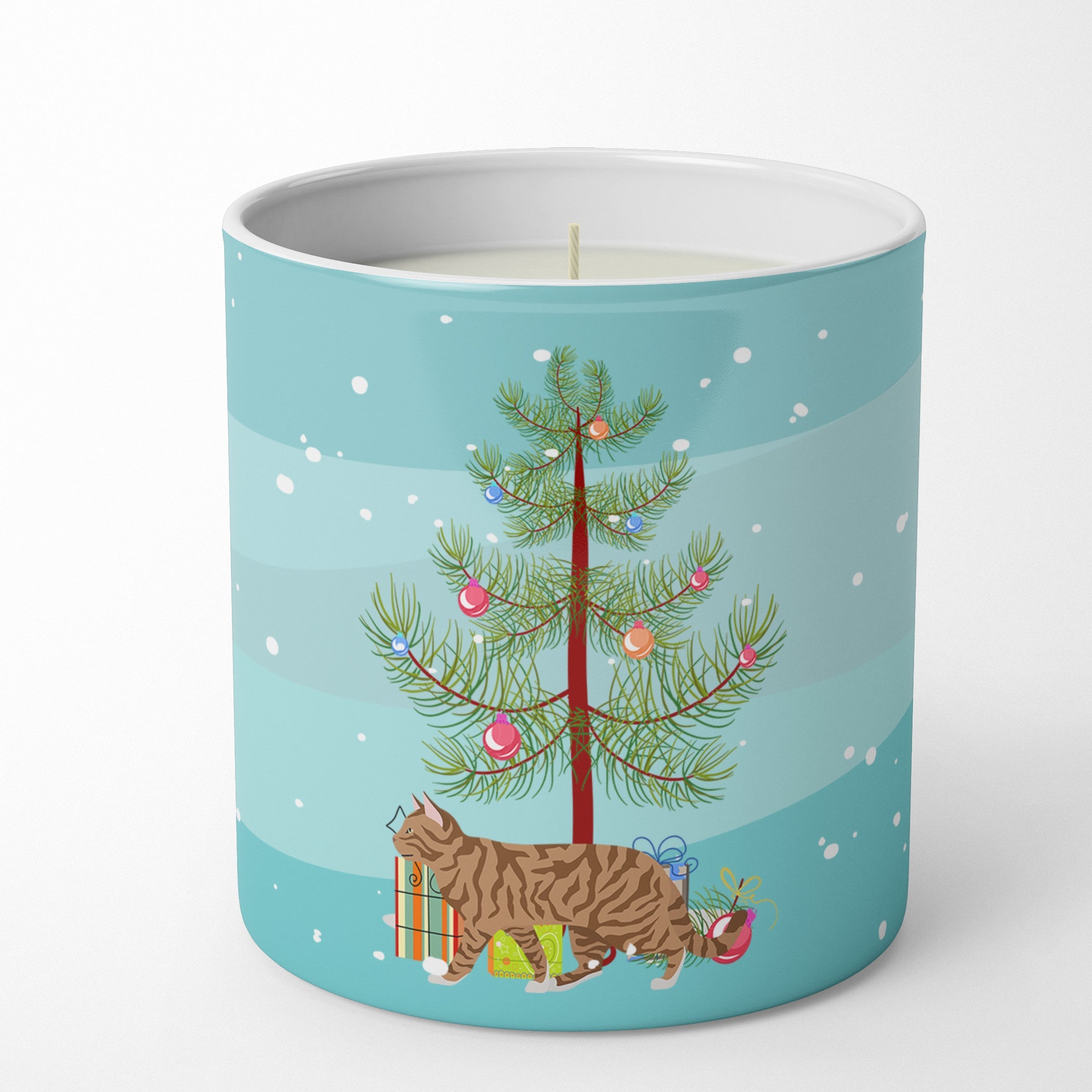 Toyger Cat Christmas Decorative Soy Candle Nature Soy Wax Essential Oil Home Decor Ideal for Bedroom Kitchen Bath Office Gift, 10 oz