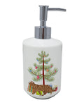 Toyger Cat Christmas Ceramic Soap Dispenser , Empty Refillable Hand Soap Pump Bottle for Bathroom Kitchen