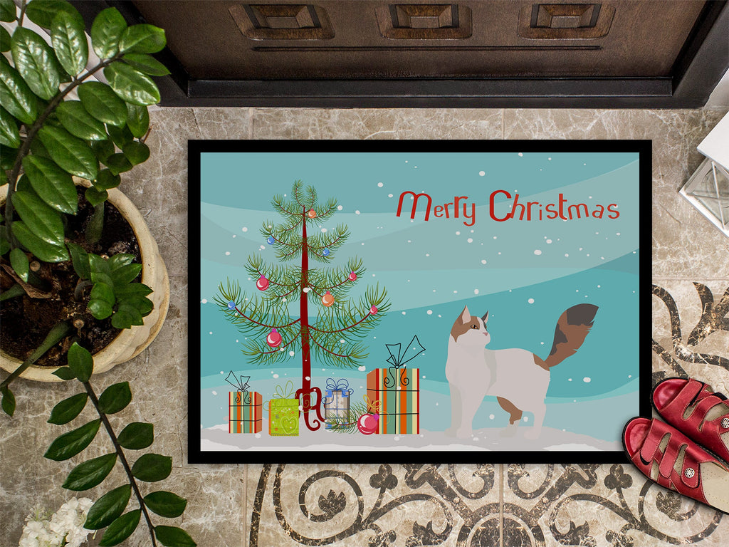 Turkish Van Cat Christmas Doormat Indoor Outdoor 24H X 36W Front Door Mat Rugs for Entryway, Non Slip Washable Low Pile,