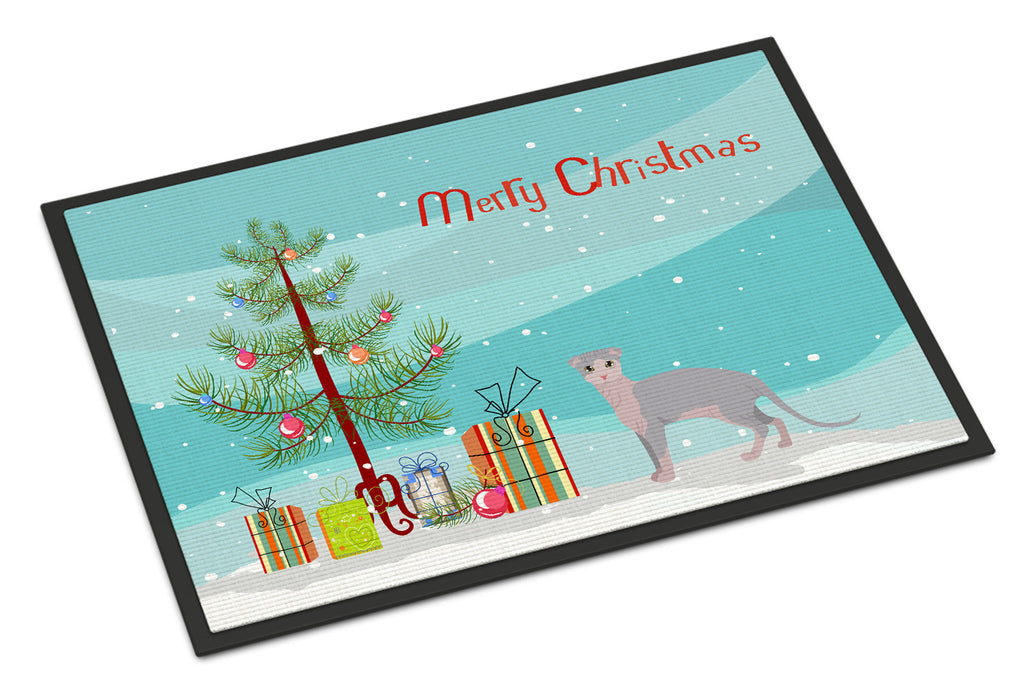 Ukrainian Levkoy Cat Christmas Doormat Indoor Outdoor 24H X 36W Front Door Mat Rugs for Entryway, Non Slip Washable Low Pile,