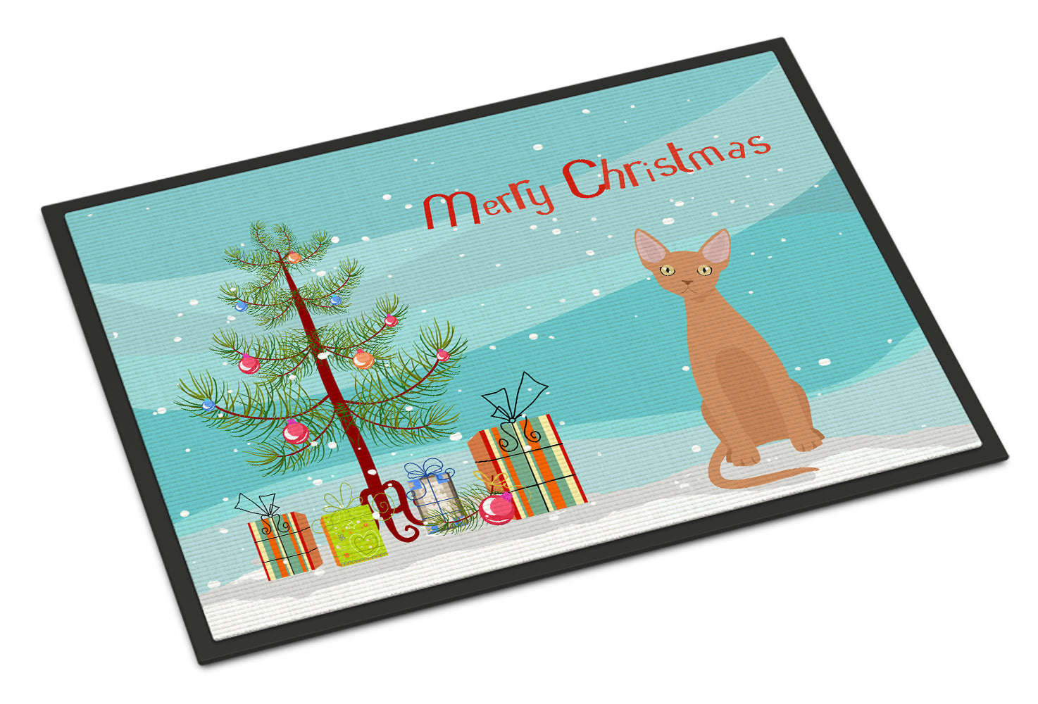 Devon Rex Cat Christmas Doormat Indoor Outdoor 24H X 36W Front Door Mat Rugs for Entryway, Non Slip Washable Low Pile,
