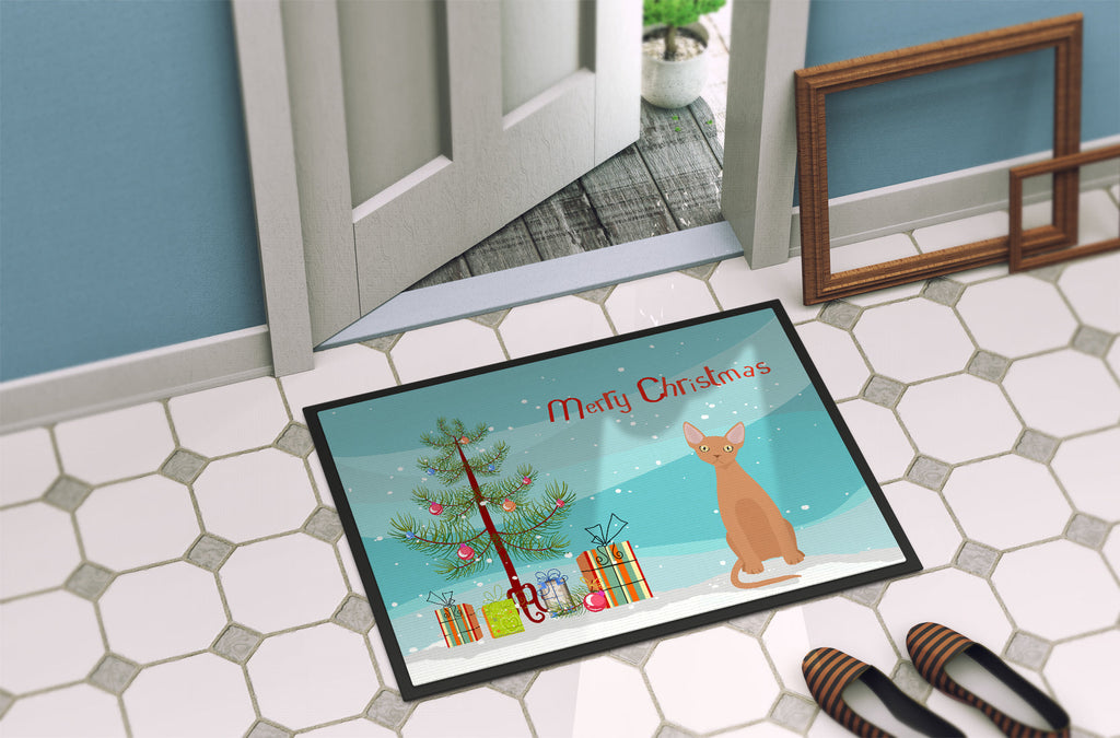 Devon Rex Cat Christmas Doormat Indoor Outdoor 24H X 36W Front Door Mat Rugs for Entryway, Non Slip Washable Low Pile,