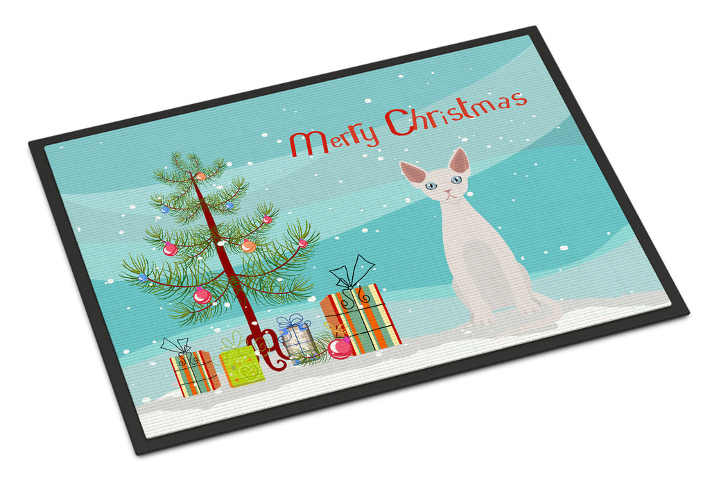 Devon Rex Cat Christmas Doormat Indoor Outdoor 24H X 36W Front Door Mat Rugs for Entryway, Non Slip Washable Low Pile,