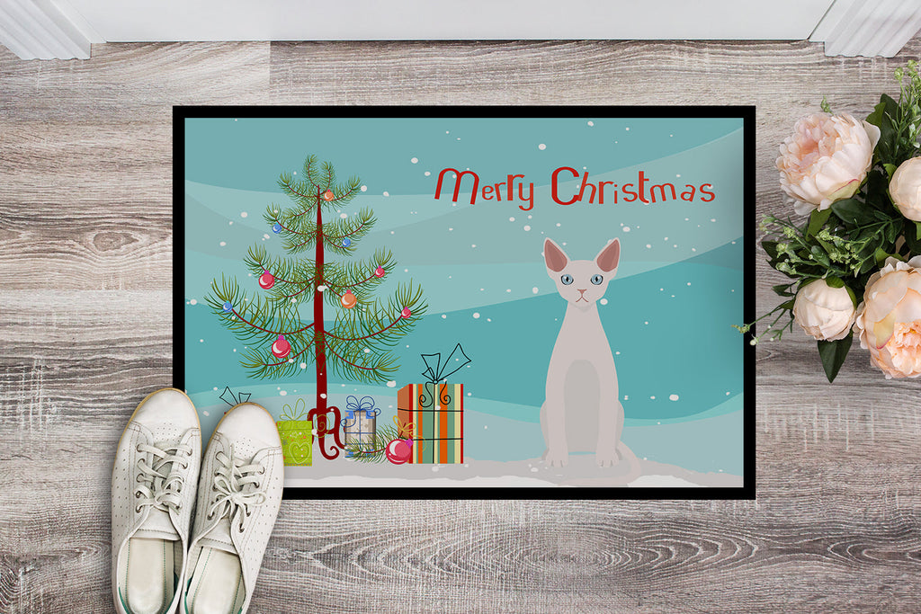 Devon Rex Cat Christmas Doormat Indoor Outdoor 24H X 36W Front Door Mat Rugs for Entryway, Non Slip Washable Low Pile,
