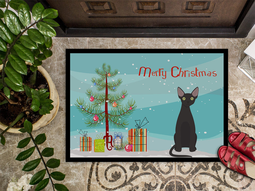 Devon Rex Cat Christmas Doormat Indoor Outdoor 24H X 36W Front Door Mat Rugs for Entryway, Non Slip Washable Low Pile,