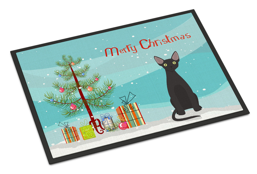 Devon Rex Cat Christmas Doormat Indoor Outdoor 18H X 27W Front Door Mat Rugs for Entryway, Non Slip Washable