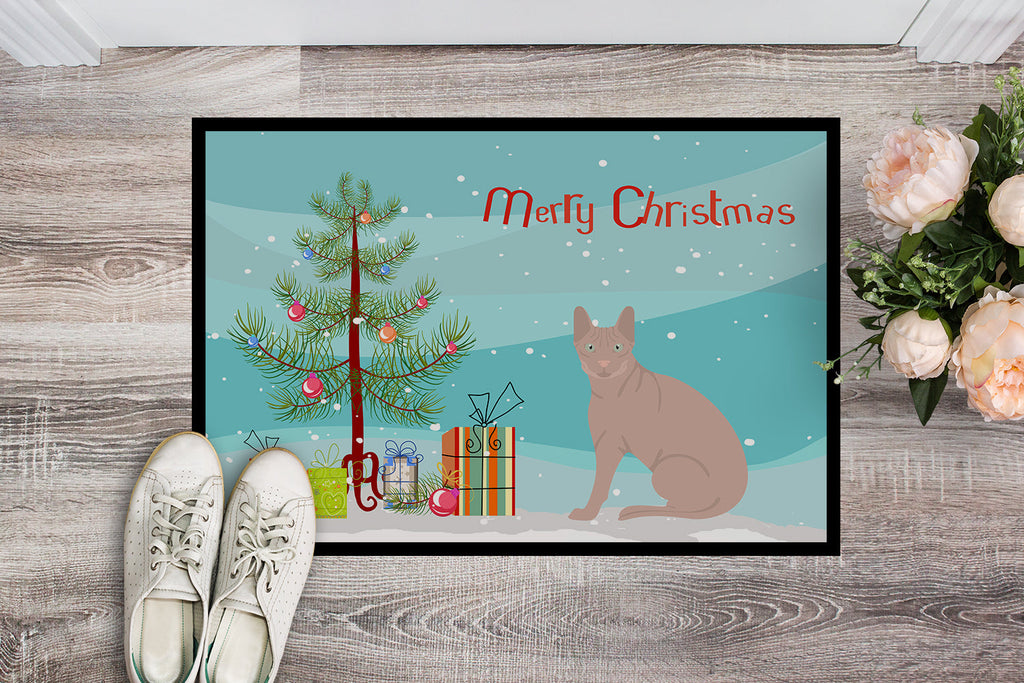 Don Sphynx Cat Christmas Doormat Indoor Outdoor 18H X 27W Front Door Mat Rugs for Entryway, Non Slip Washable