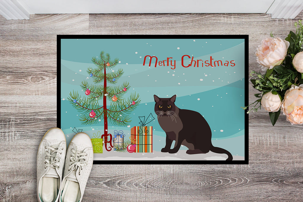 European Burmese Cat Christmas Doormat Indoor Outdoor 24H X 36W Front Door Mat Rugs for Entryway, Non Slip Washable Low Pile,