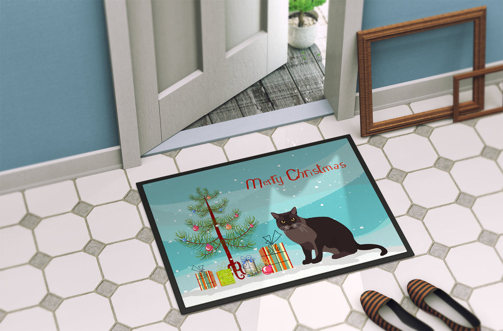 European Burmese Cat Christmas Doormat Indoor Outdoor 24H X 36W Front Door Mat Rugs for Entryway, Non Slip Washable Low Pile,