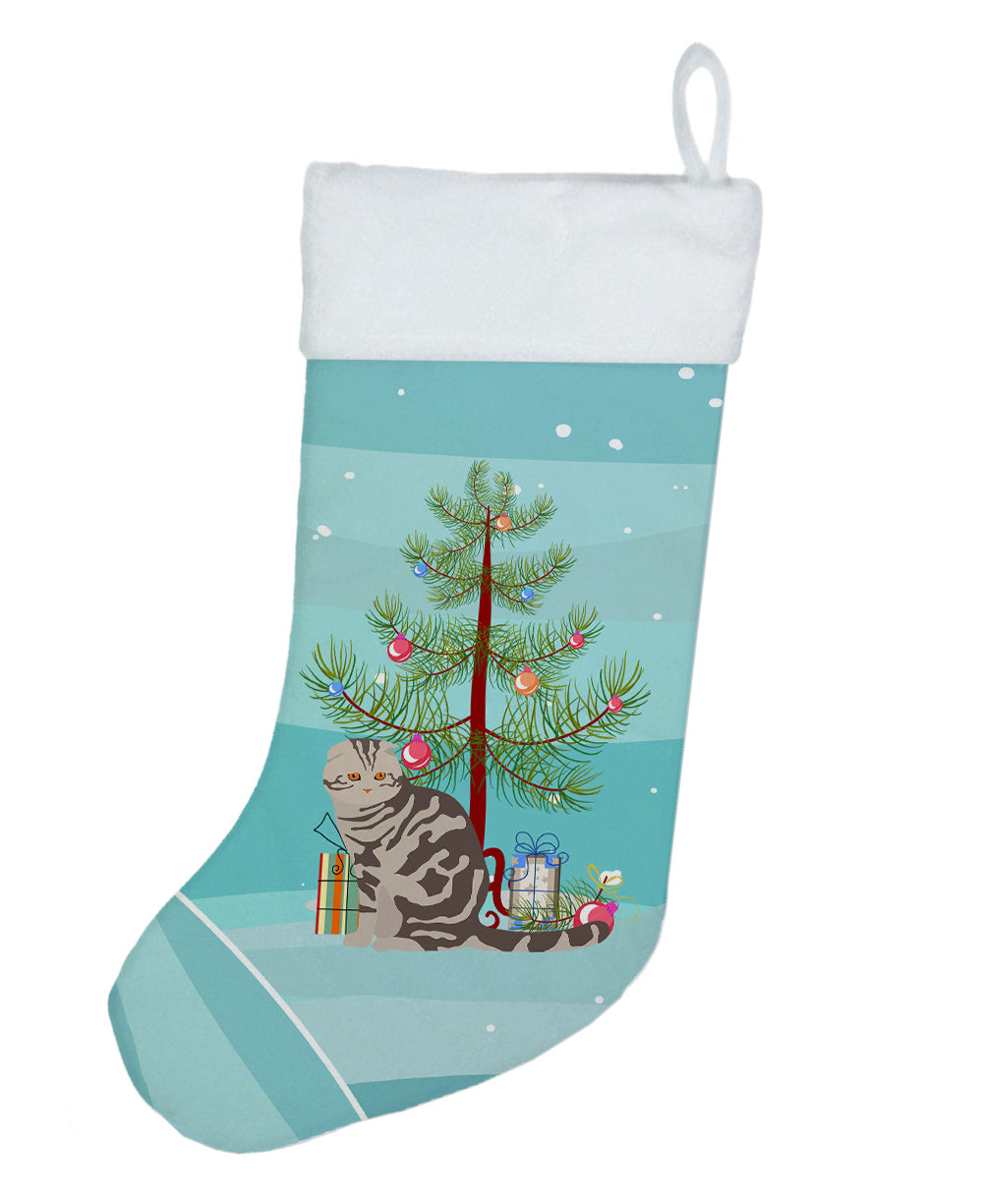 Foldex Exotic Fold Cat Christmas Holiday Stocking Double-Sided Print, Polyester Suede,11x18, Made in USA