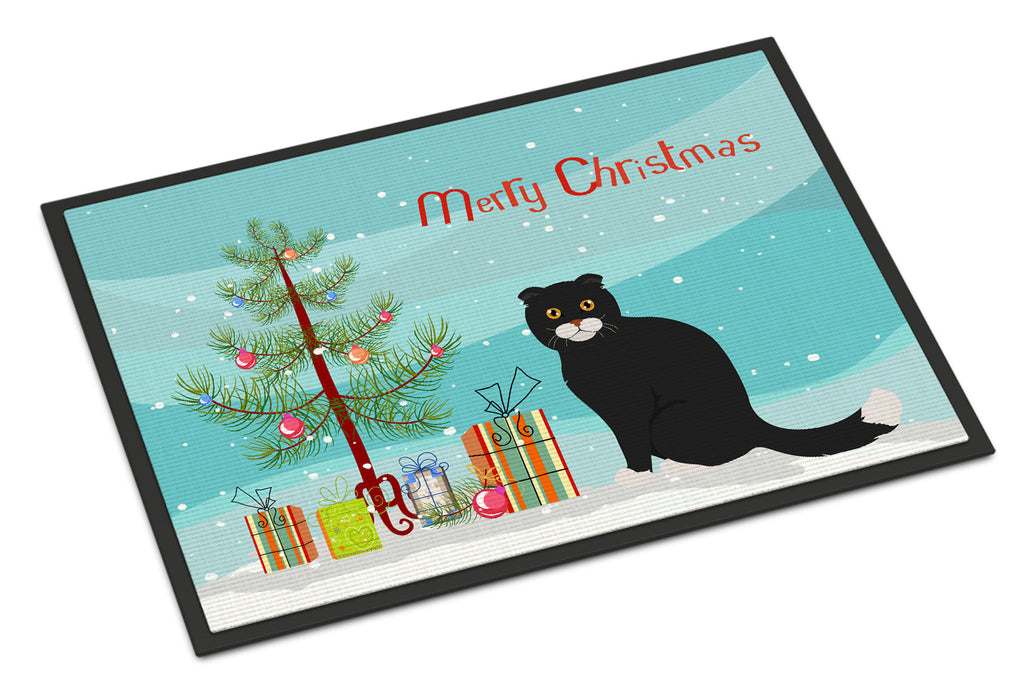 Foldex Exotic Fold Cat Christmas Doormat Indoor Outdoor 18H X 27W Front Door Mat Rugs for Entryway, Non Slip Washable