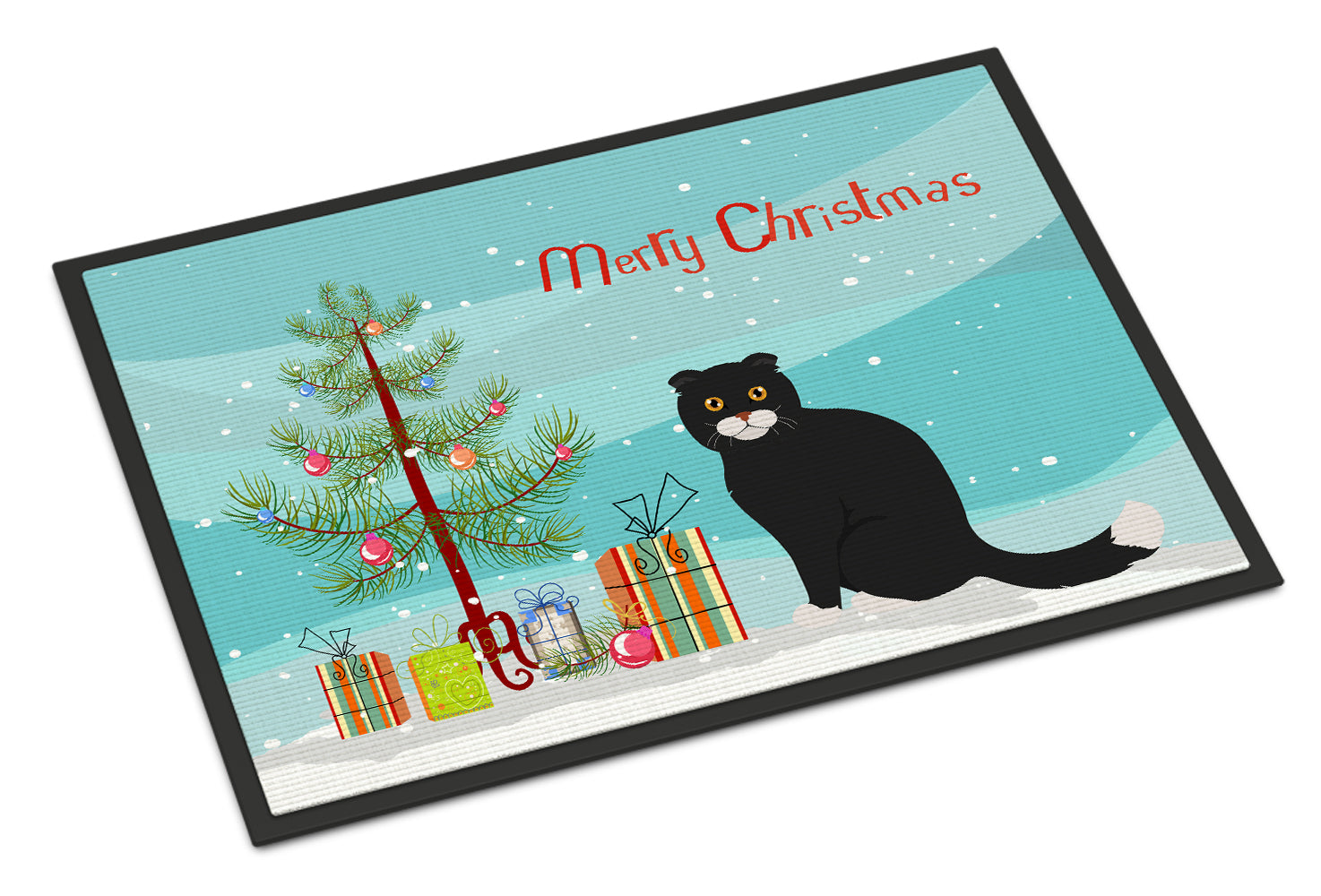 Foldex Exotic Fold Cat Christmas Doormat Indoor Outdoor 18H X 27W Front Door Mat Rugs for Entryway, Non Slip Washable
