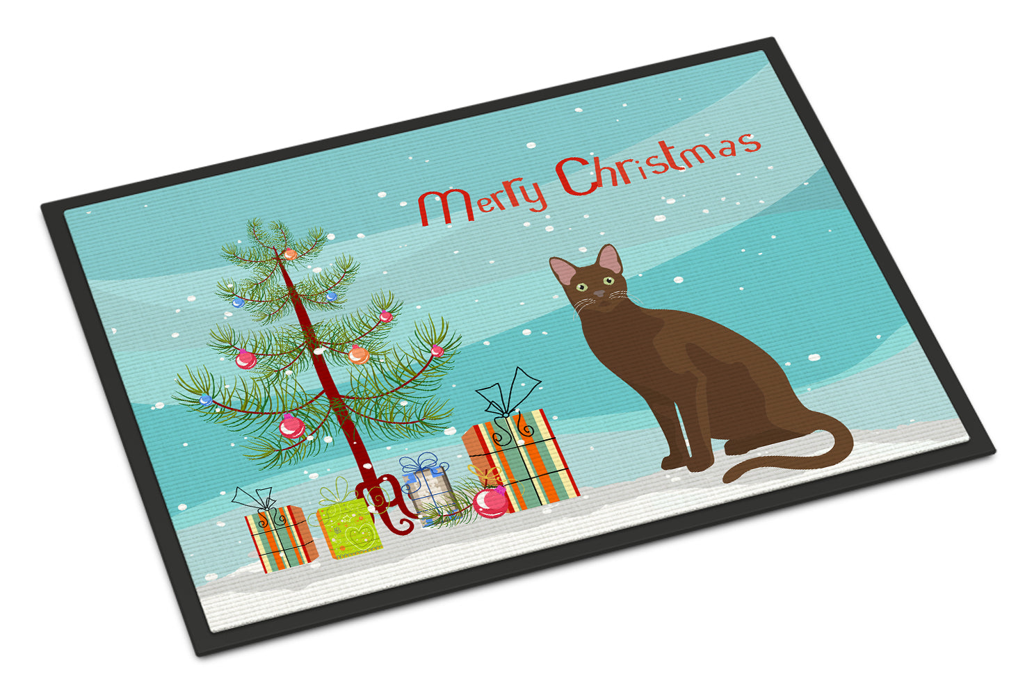 Havana Brown Cat Christmas Doormat Indoor Outdoor 18H X 27W Front Door Mat Rugs for Entryway, Non Slip Washable