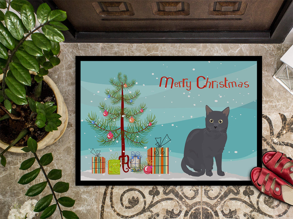 Nebelung Cat Christmas Doormat Indoor Outdoor 18H X 27W Front Door Mat Rugs for Entryway, Non Slip Washable