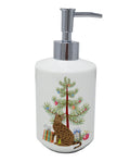 Ocicat Cat Christmas Ceramic Soap Dispenser , Empty Refillable Hand Soap Pump Bottle for Bathroom Kitchen