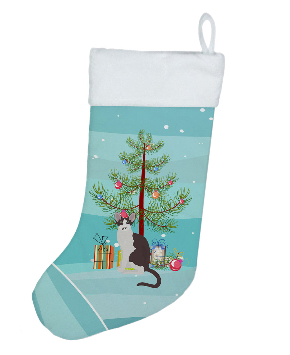 Oriental Bicolor Cat Christmas Holiday Stocking Double-Sided Print, Polyester Suede,11x18, Made in USA