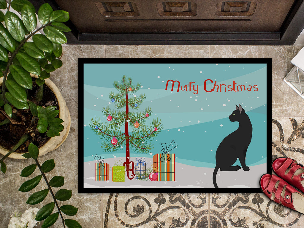 Pantherette Cat Christmas Doormat Indoor Outdoor 24H X 36W Front Door Mat Rugs for Entryway, Non Slip Washable Low Pile,