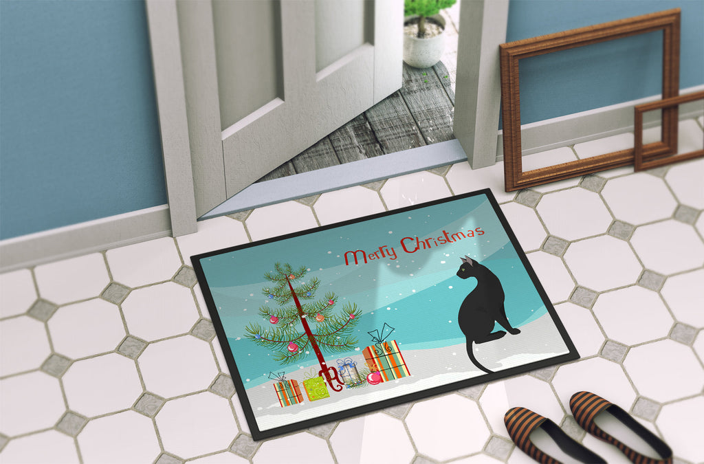Pantherette Cat Christmas Doormat Indoor Outdoor 24H X 36W Front Door Mat Rugs for Entryway, Non Slip Washable Low Pile,