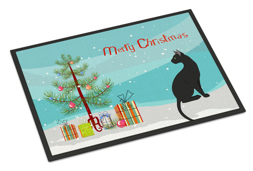 Pantherette Cat Christmas Doormat Indoor Outdoor 18H X 27W Front Door Mat Rugs for Entryway, Non Slip Washable
