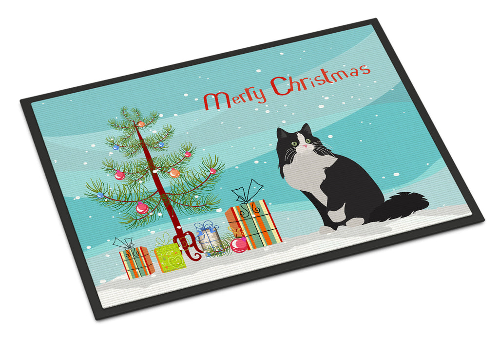Ragamuffin Cat  Christmas Doormat Indoor Outdoor 18H X 27W Front Door Mat Rugs for Entryway, Non Slip Washable