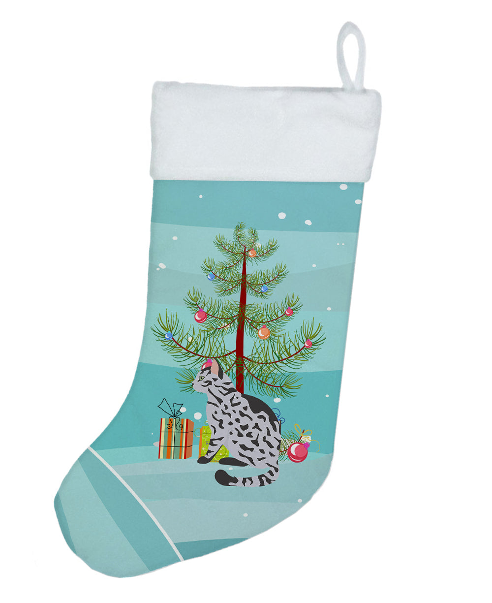 Serengeti Cat Christmas Holiday Stocking Double-Sided Print, Polyester Suede,11x18, Made in USA