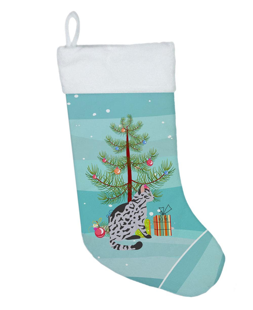Serengeti Cat Christmas Holiday Stocking Double-Sided Print, Polyester Suede,11x18, Made in USA