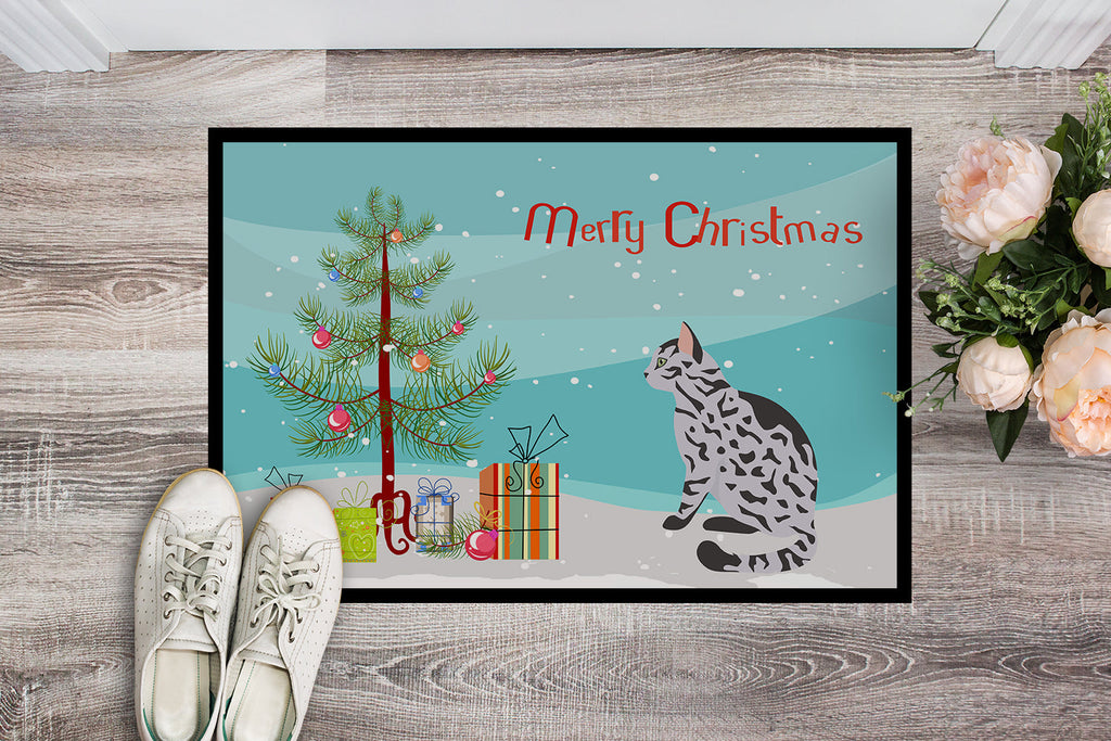 Serengeti Cat Christmas Doormat Indoor Outdoor 18H X 27W Front Door Mat Rugs for Entryway, Non Slip Washable
