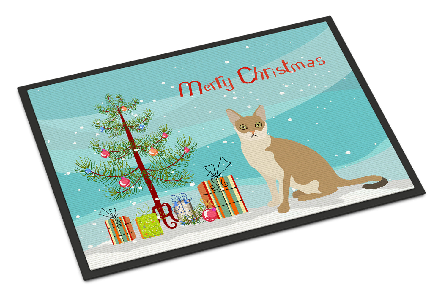 Singapura Cat Christmas Doormat Indoor Outdoor 24H X 36W Front Door Mat Rugs for Entryway, Non Slip Washable Low Pile,