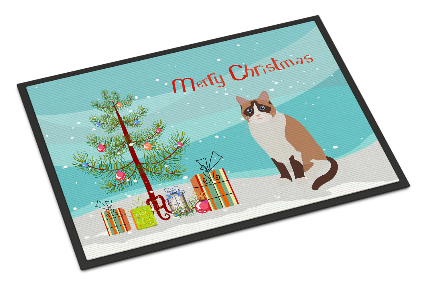 Snowshoe Cat Christmas Doormat Indoor Outdoor 18H X 27W Front Door Mat Rugs for Entryway, Non Slip Washable