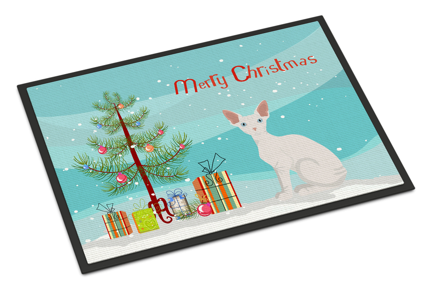 Sphynx Cat Christmas Doormat Indoor Outdoor 24H X 36W Front Door Mat Rugs for Entryway, Non Slip Washable Low Pile,