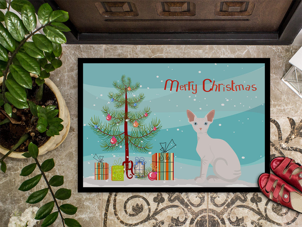 Sphynx Cat Christmas Doormat Indoor Outdoor 24H X 36W Front Door Mat Rugs for Entryway, Non Slip Washable Low Pile,