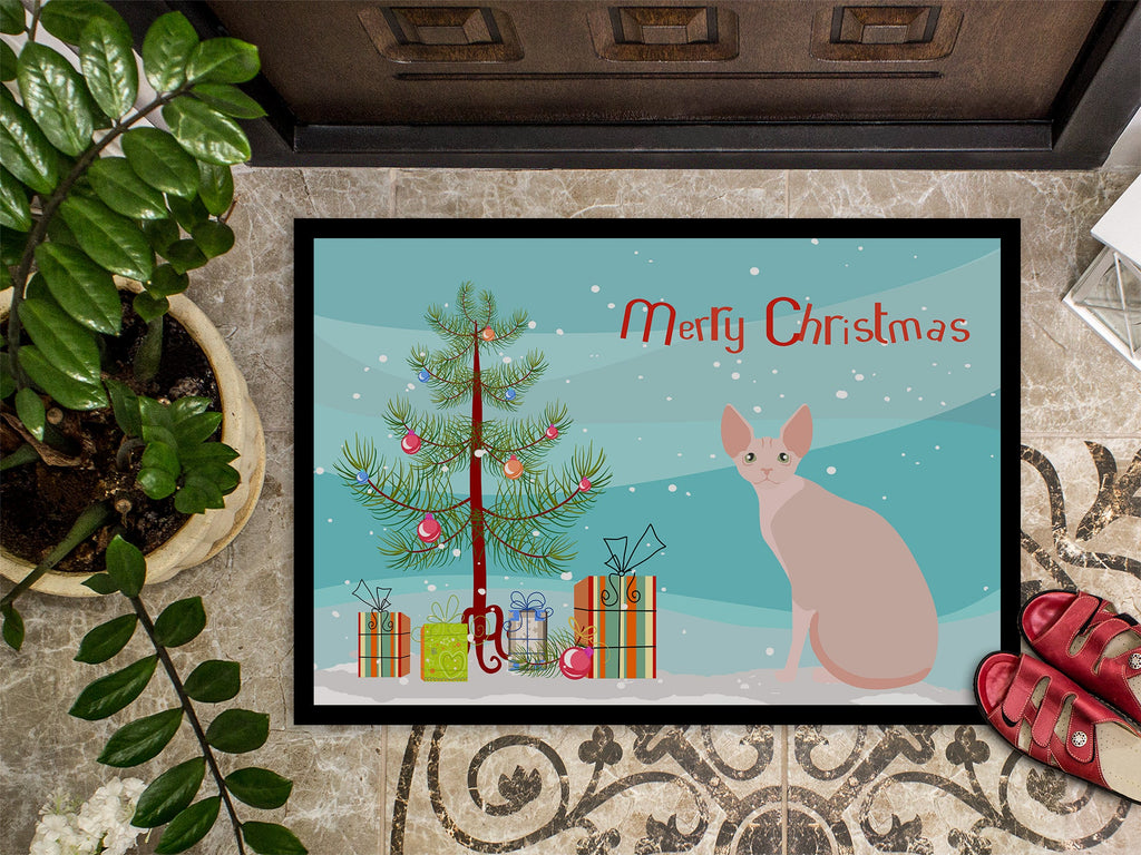 Sphynx Cat Christmas Doormat Indoor Outdoor 24H X 36W Front Door Mat Rugs for Entryway, Non Slip Washable Low Pile,