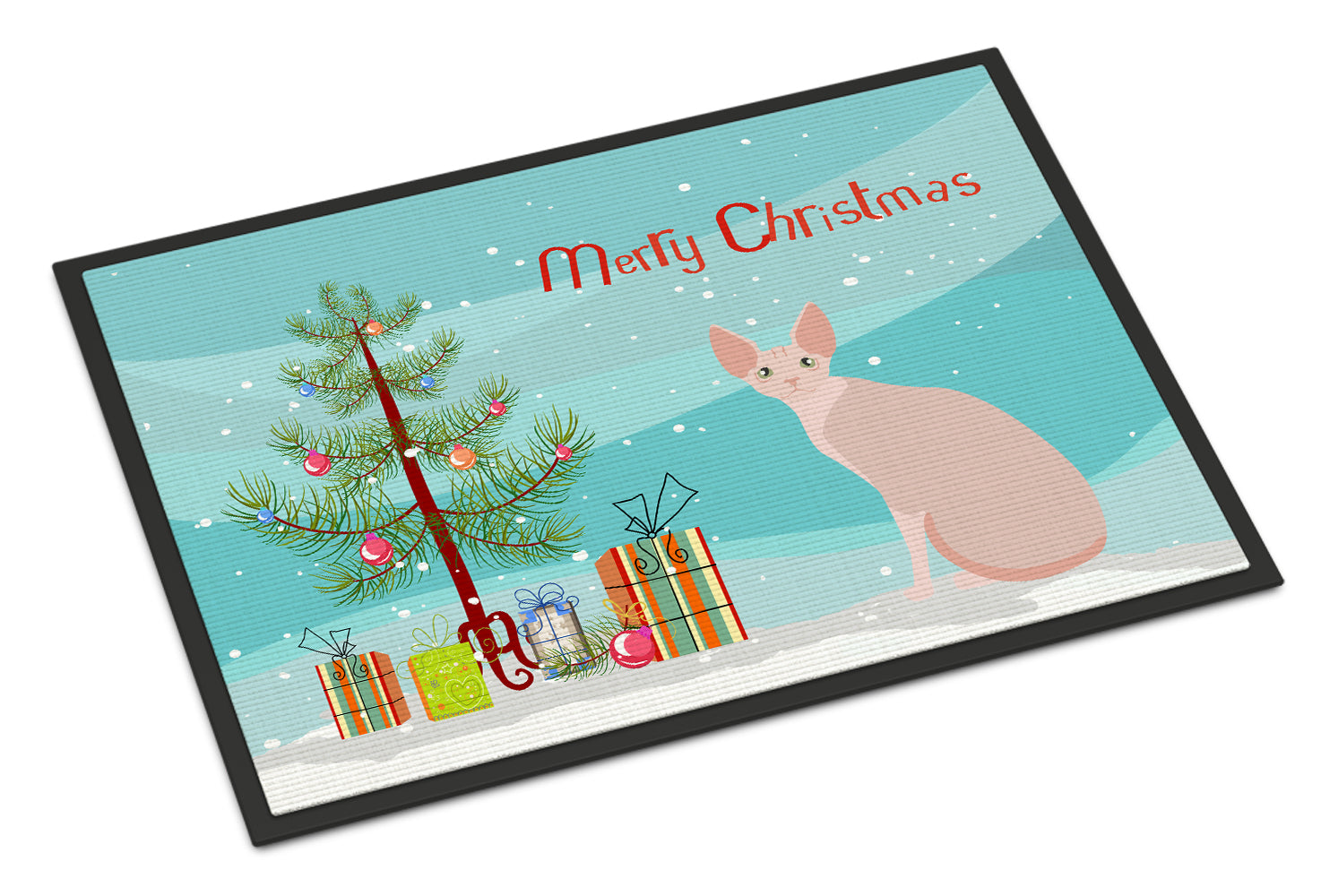 Sphynx Cat Christmas Doormat Indoor Outdoor 18H X 27W Front Door Mat Rugs for Entryway, Non Slip Washable
