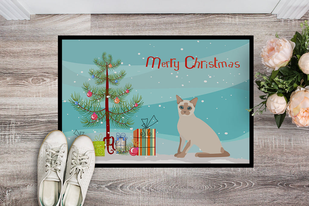 Tonkinese Cat Christmas Doormat Indoor Outdoor 24H X 36W Front Door Mat Rugs for Entryway, Non Slip Washable Low Pile,