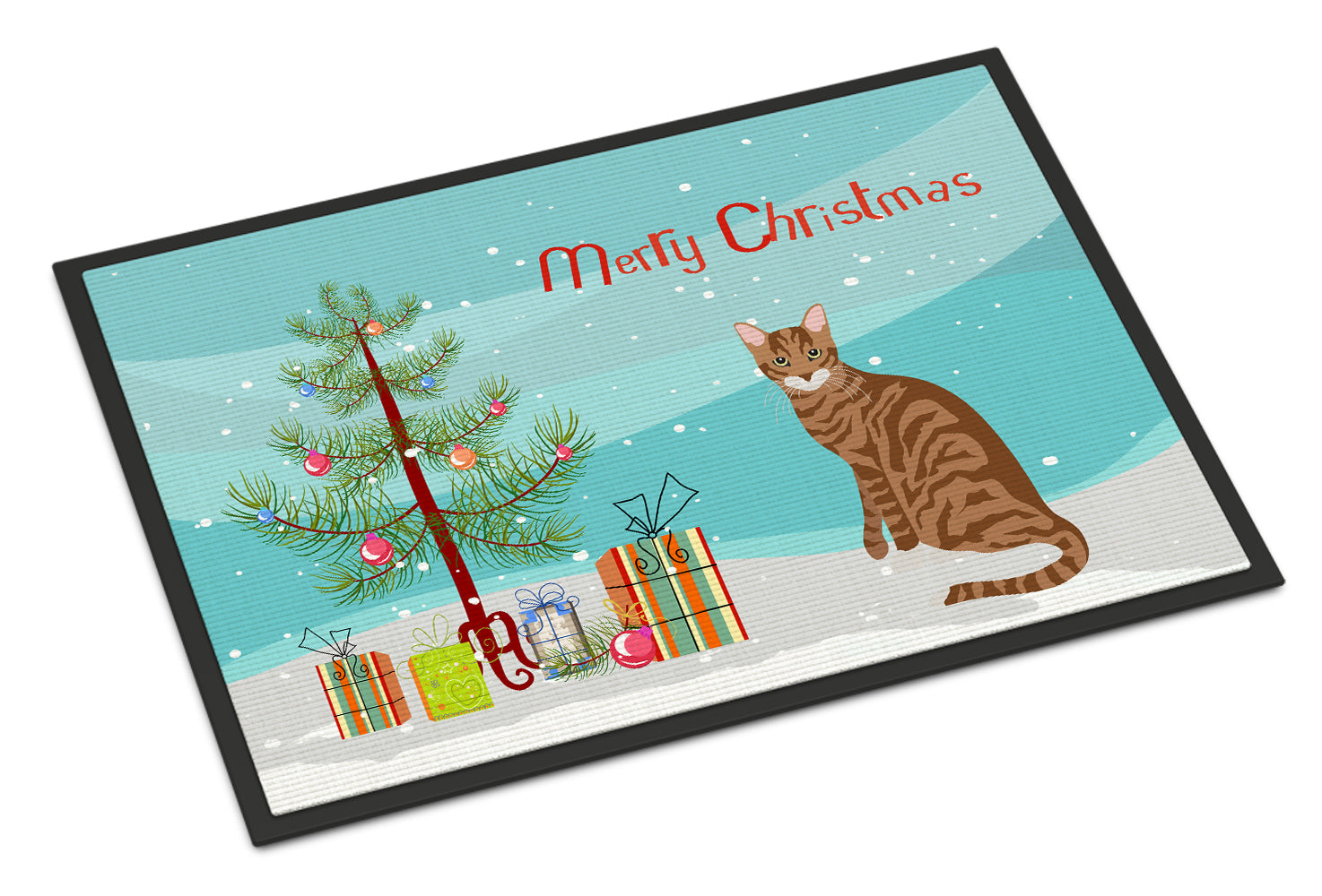 Toyger Cat Christmas Doormat Indoor Outdoor 24H X 36W Front Door Mat Rugs for Entryway, Non Slip Washable Low Pile,