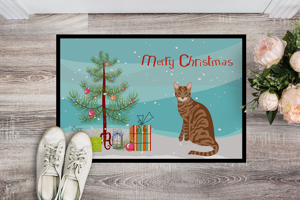 Toyger Cat Christmas Doormat Indoor Outdoor 24H X 36W Front Door Mat Rugs for Entryway, Non Slip Washable Low Pile,