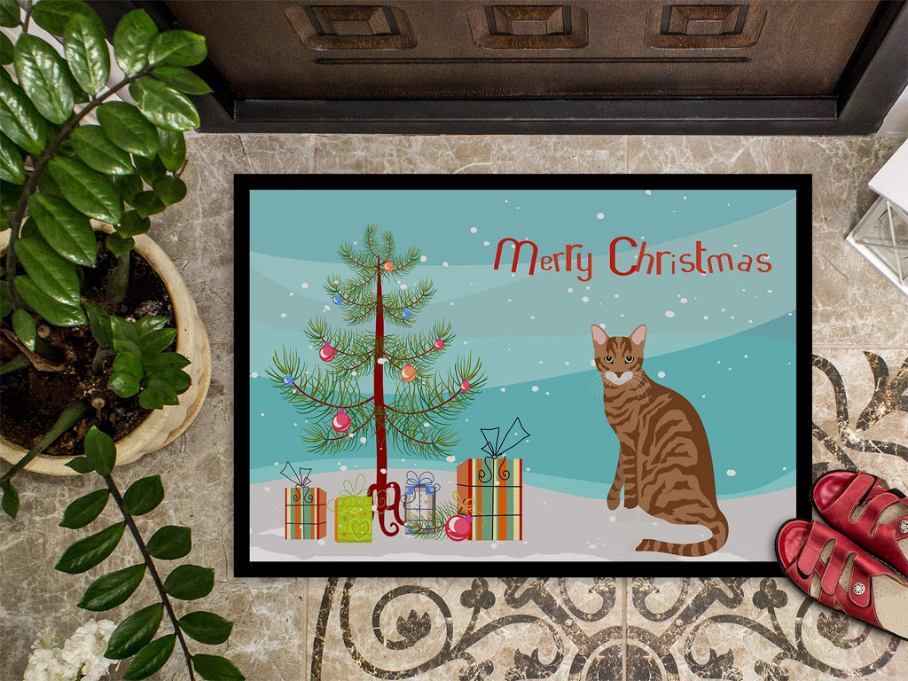 Toyger Cat Christmas Doormat Indoor Outdoor 24H X 36W Front Door Mat Rugs for Entryway, Non Slip Washable Low Pile,